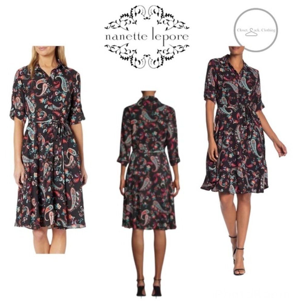 NANETTE Lapore - Paisley Roll Tab Sleeve Dress  Size 4